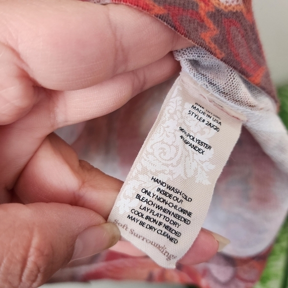 Soft Surroundings Red Paisley Peasant Flowy Long Sleeve Boho Tunic Top L - Picture 10 of 10